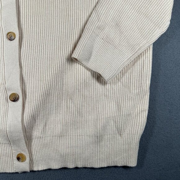 Lillusory Cardigan Sweater Womens Large Beige Button Front Ribbed Knit Pullover - Picture 7 of 11